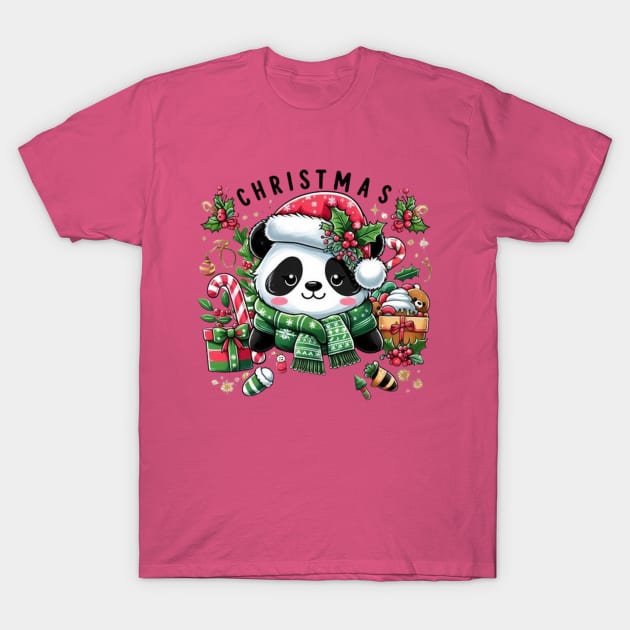 Panda merry christmas T-Shirt by World Famous Pandas